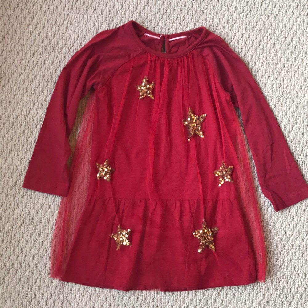 Red dress with sequin stars (4-5T)